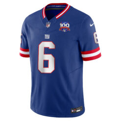 Alternative view of Jaxson Dart New York Giants 100th Season Anniversary Royal Alternate Vapor F.U.S.E Limited Jersey - All Stitched