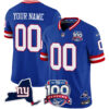 Custom New York Giants Royal Blue 100th Season Anniversary Jersey - All Stitched
