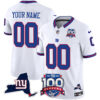 Custom New York Giants White 100th Season Anniversary Jersey - All Stitched