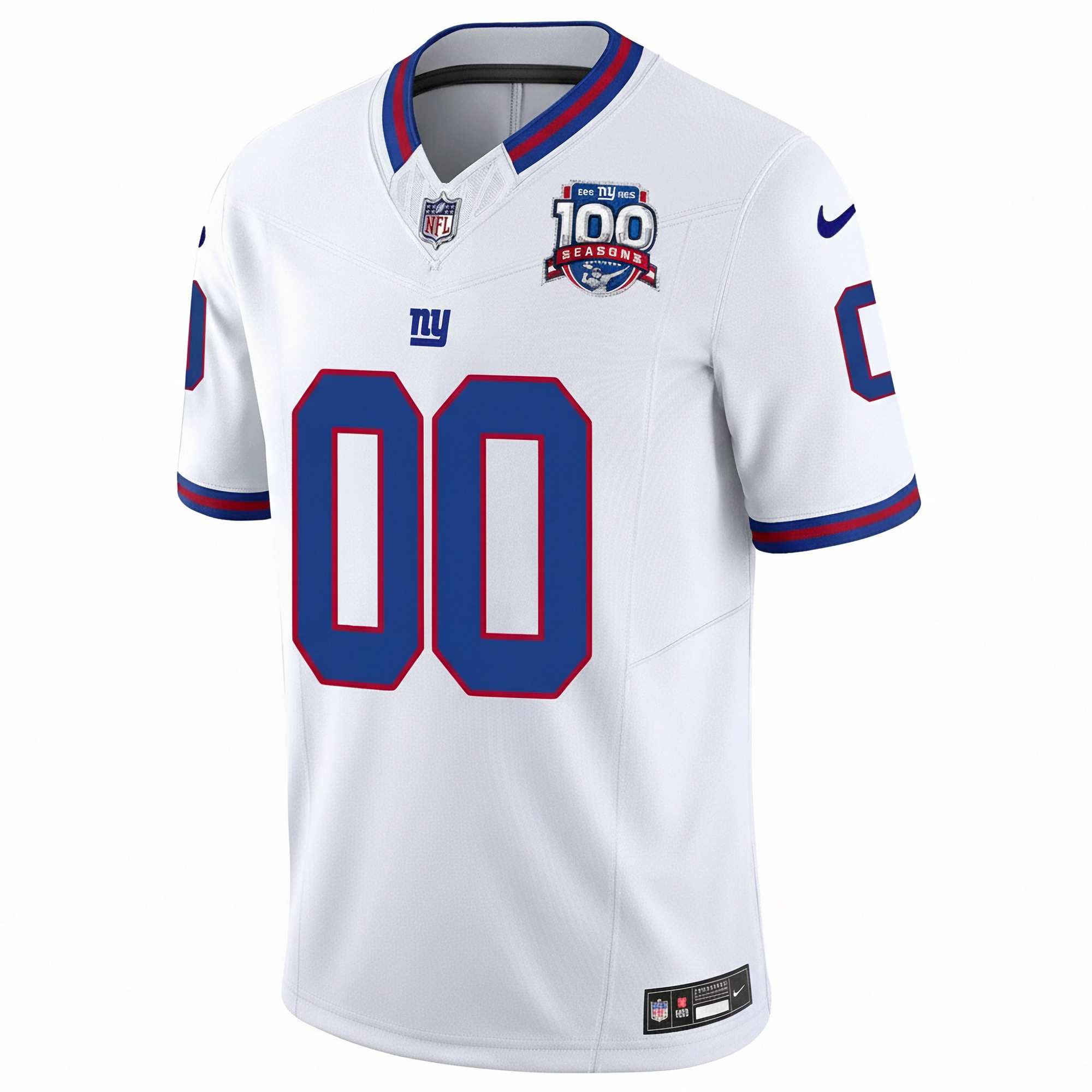 Custom New York Giants White 100th Season Anniversary Jersey - All Stitched - Image 2