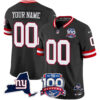 Custom New York Giants Black 100th Season Anniversary Jersey - All Stitched