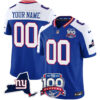 Custom New York Giants Royal Blue Alternate 100th Season Anniversary Jersey - All Stitched