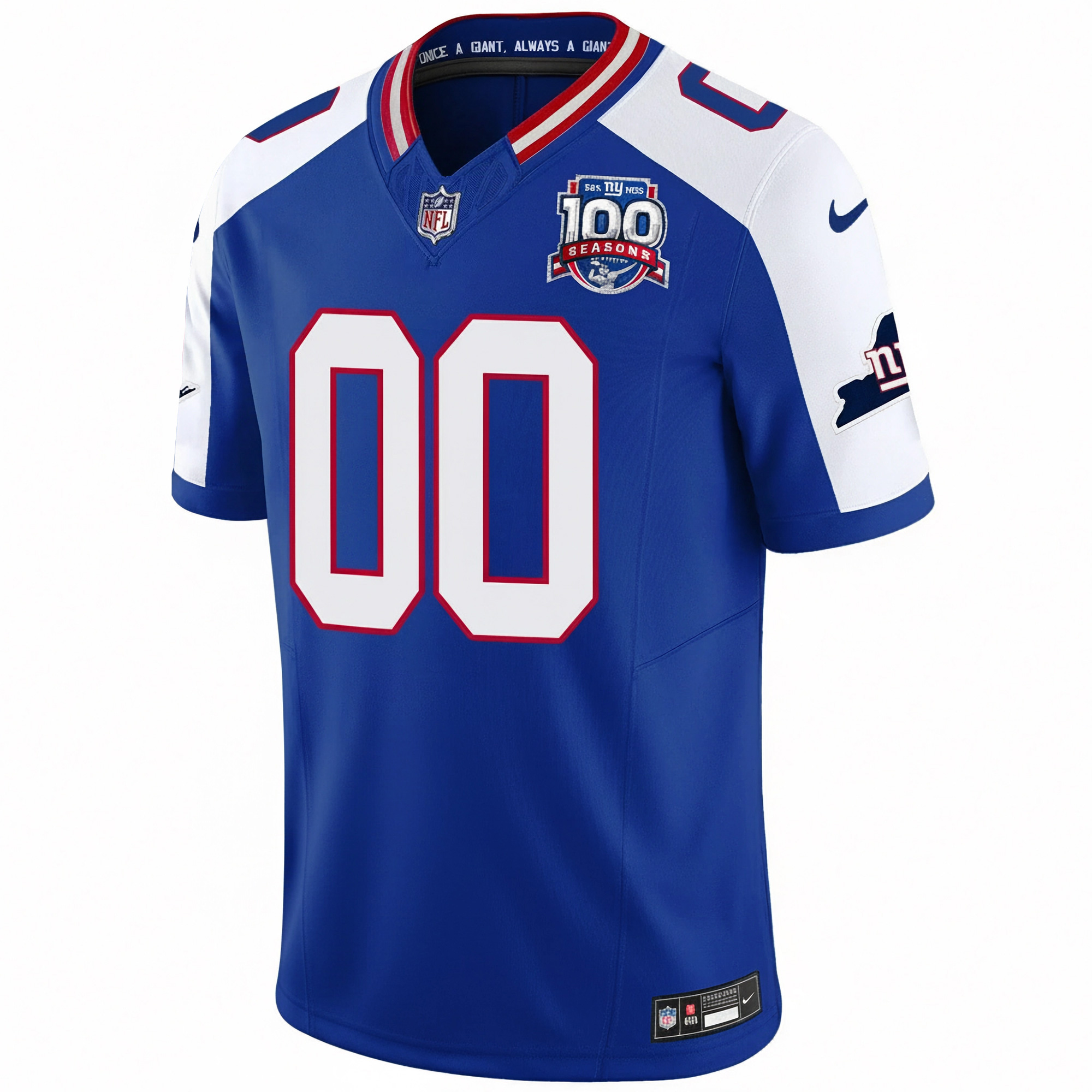 Custom New York Giants Royal Blue Alternate 100th Season Anniversary Jersey - All Stitched - Image 2