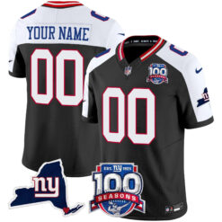 Custom New York Giants Black Alternate 100th Season Anniversary Jersey - All Stitched