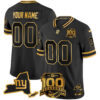 Custom New York Giants Black Gold 100th Season Anniversary Jersey - All Stitched
