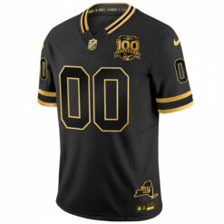 Alternative view of Custom New York Giants Black Gold 100th Season Anniversary Jersey - All Stitched