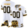 Custom New York Giants White Gold 100th Season Anniversary Jersey - All Stitched