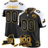 Custom New York Giants Alternate Black Gold 100th Season Anniversary Jersey - All Stitched