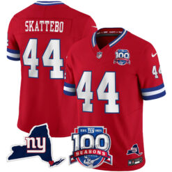 Cam Skattebo New York Giants Red 100th Season Anniversary Jersey - All Stitched