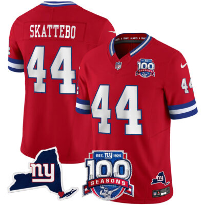 Cam Skattebo New York Giants Red 100th Season Anniversary Jersey - All Stitched