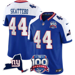Cam Skattebo New York Giants Royal Blue Alternate 100th Season Anniversary Jersey - All Stitched