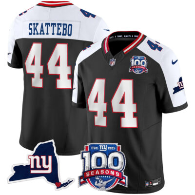 Cam Skattebo New York Giants Black Alternate 100th Season Anniversary Jersey - All Stitched