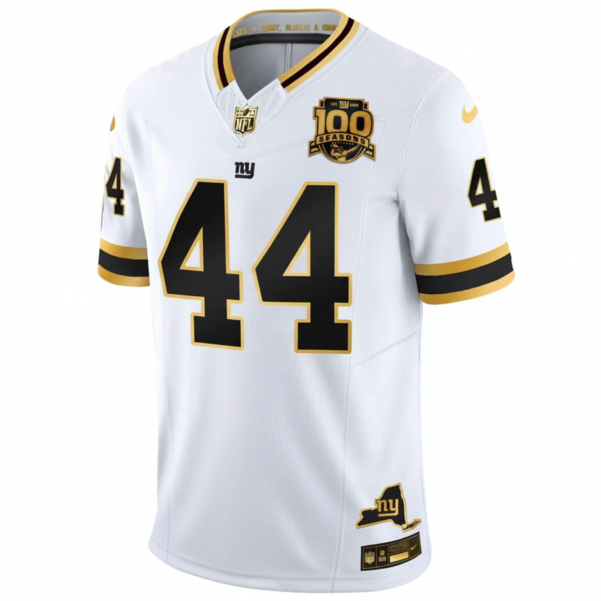 Cam Skattebo New York Giants White Gold 100th Season Anniversary Jersey - All Stitched - Image 2