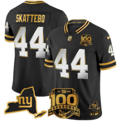 Cam Skattebo New York Giants Black Gold Limited 100th Season Anniversary Jersey - All Stitched