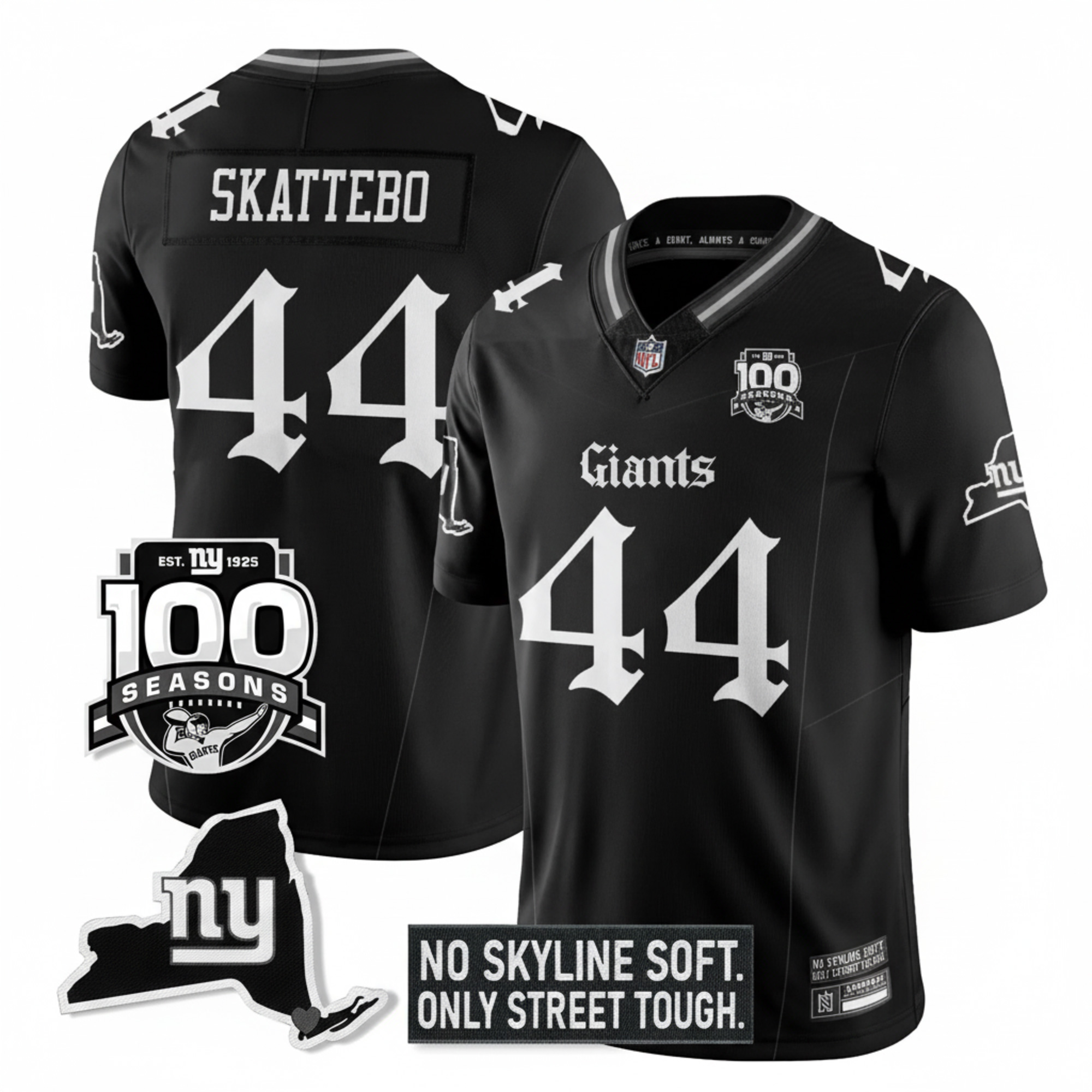 Cam Skattebo New York Giants Black Gothic Theme Limited Jersey - All Stitched