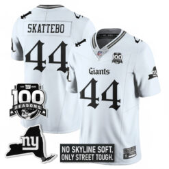 Cam Skattebo New York Giants White Gothic Theme Limited Jersey - All Stitched