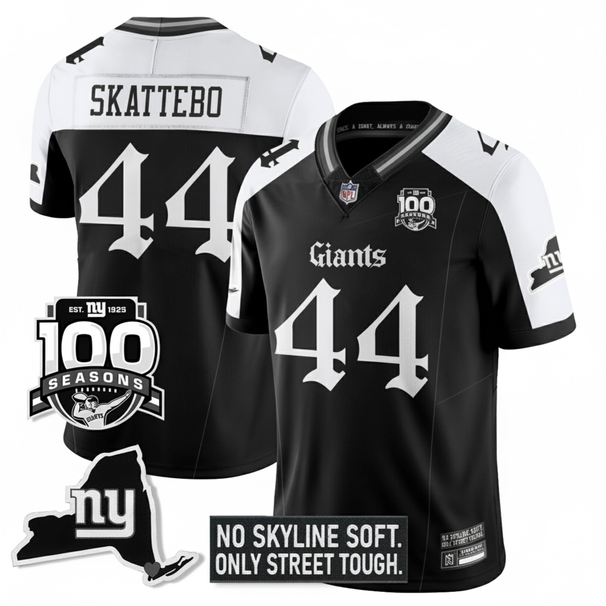 Cam Skattebo New York Giants Alternate Black Gothic Theme Limited Jersey - All Stitched