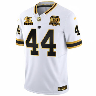 Alternative view of Cam Skattebo New York Giants 4x Champions White Gold 100th Season Anniversary Jersey - All Stitched