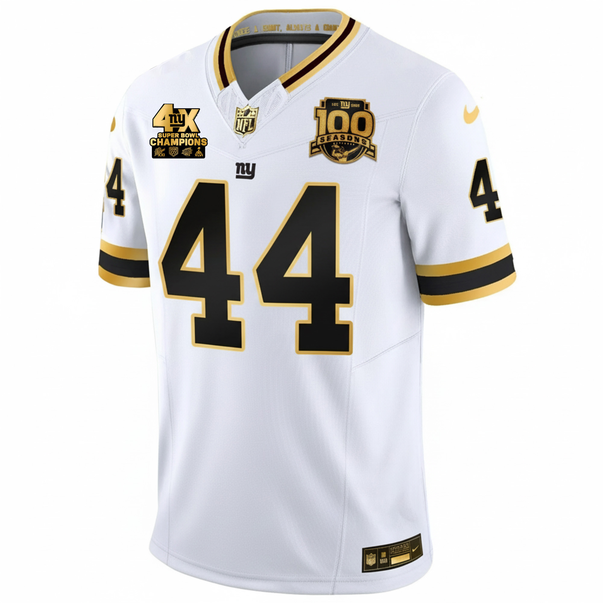 Cam Skattebo New York Giants 4x Champions White Gold 100th Season Anniversary Jersey - All Stitched - Image 2