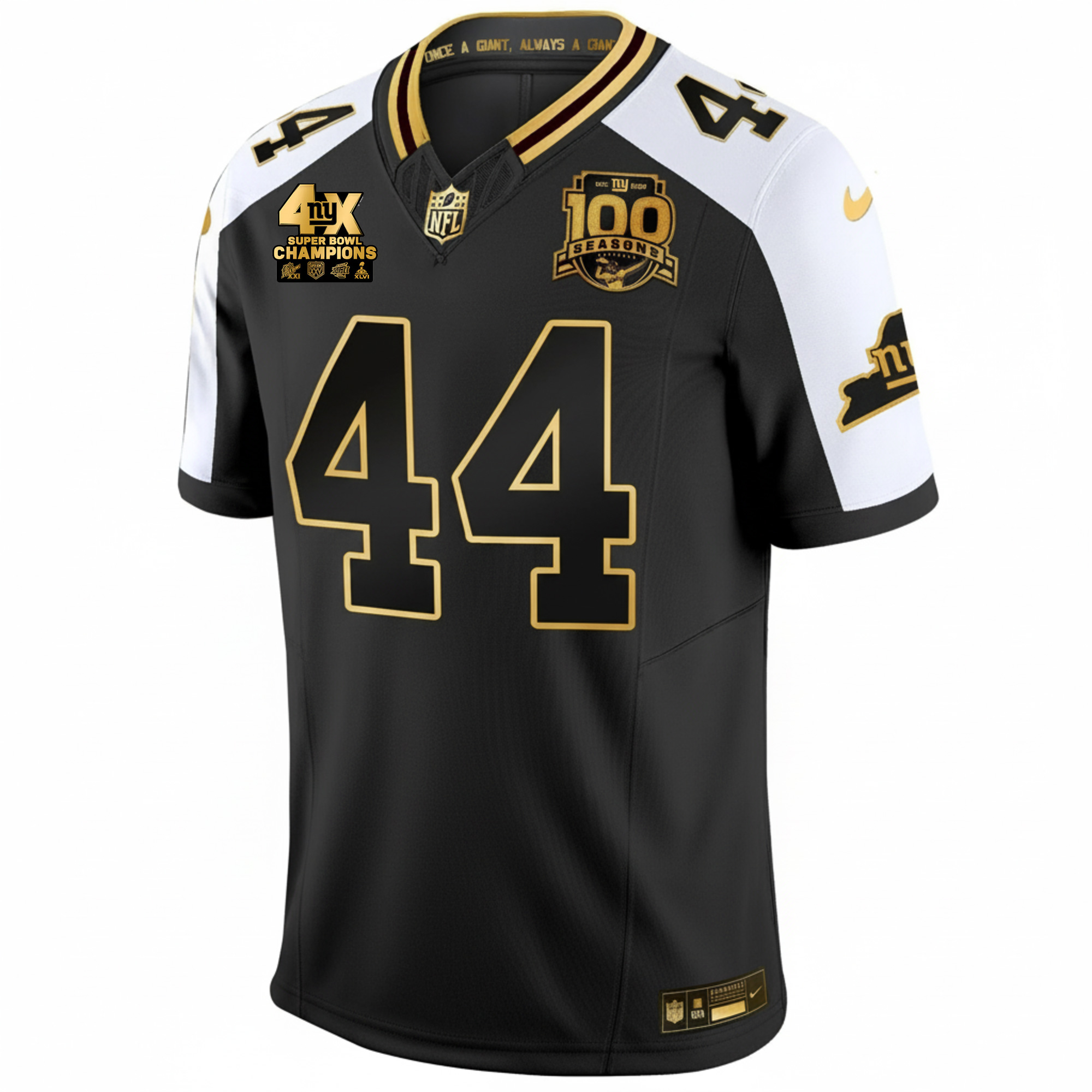 Cam Skattebo New York Giants 4x Champions Alternate Black Gold 100th Season Anniversary Jersey - All Stitched - Image 2