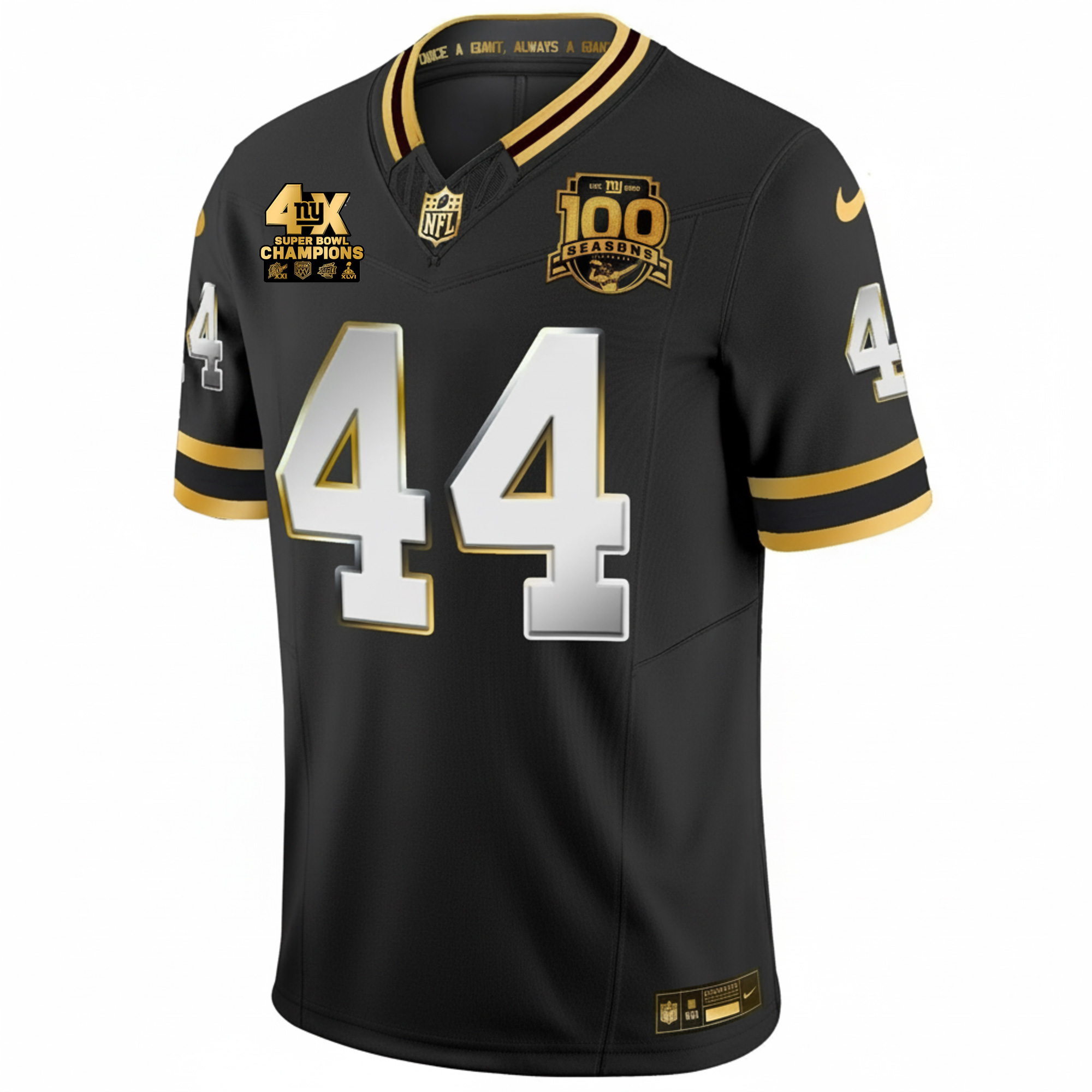 Cam Skattebo New York Giants 4x Champions Black Gold Limited 100th Season Anniversary Jersey - All Stitched - Image 2