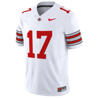 Alternative view of Carnell Tate Ohio State Buckeyes Football White Heritage Stripe Vapor F.U.S.E Limited Jersey - All Stitched