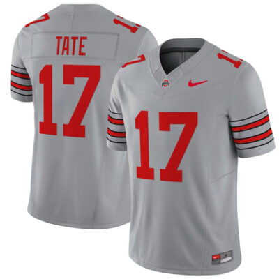 Carnell Tate Ohio State Buckeyes Football Grey Heritage Stripe Vapor F.U.S.E Limited Jersey - All Stitched