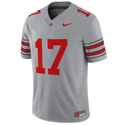 Alternative view of Carnell Tate Ohio State Buckeyes Football Grey Heritage Stripe Vapor F.U.S.E Limited Jersey - All Stitched