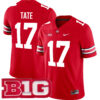 Carnell Tate Ohio State Buckeyes Football Scarlet Game Jersey w/ B1G Patch - All Stitched