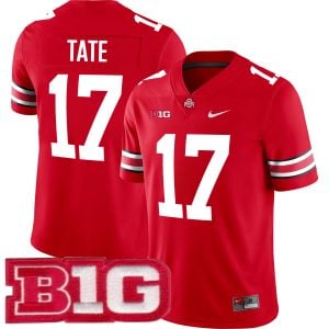 Carnell Tate Ohio State Buckeyes Football Scarlet Game Jersey w/ B1G Patch - All Stitched