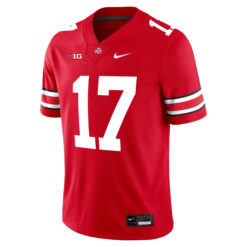 Alternative view of Carnell Tate Ohio State Buckeyes Football Scarlet Game Jersey w/ B1G Patch - All Stitched