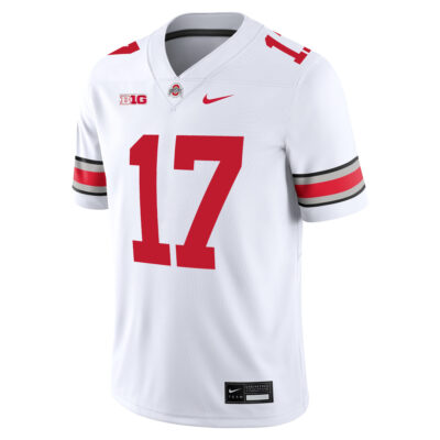 Alternative view of Carnell Tate Ohio State Buckeyes Football White Game Jersey w/ B1G Patch - All Stitched