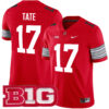 Carnell Tate Ohio State Buckeyes Football Scarlet Alternate Game Jersey w/ B1G Patch - All Stitched
