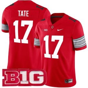 Carnell Tate Ohio State Buckeyes Football Scarlet Alternate Game Jersey w/ B1G Patch - All Stitched