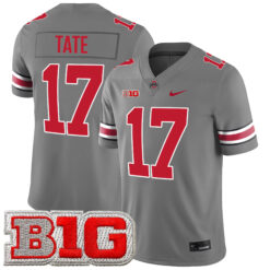 Carnell Tate Ohio State Buckeyes Football Grey Game Jersey w/ B1G Patch - All Stitched
