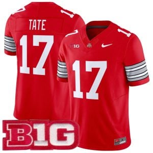 Carnell Tate Ohio State Buckeyes Football Scarlet Heritage Stripe Vapor F.U.S.E Limited Jersey w/ B1G Patch - All Stitched