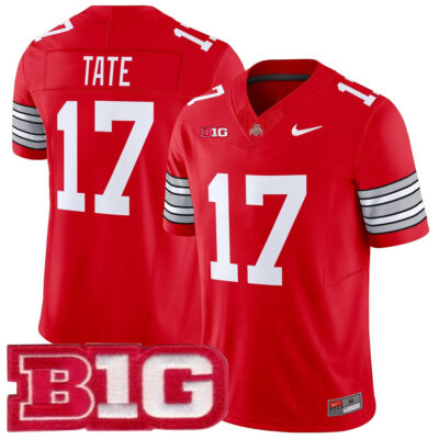 Carnell Tate Ohio State Buckeyes Football Scarlet Heritage Stripe Vapor F.U.S.E Limited Jersey w/ B1G Patch - All Stitched