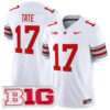 Carnell Tate Ohio State Buckeyes Football White Heritage Stripe Vapor F.U.S.E Limited Jersey w/ B1G Patch - All Stitched