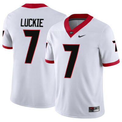 Lawson Luckie Georgia Bulldogs Football White Away Game Jersey - All Stitched