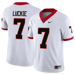 Lawson Luckie Georgia Bulldogs Football White Game Jersey - All Stitched