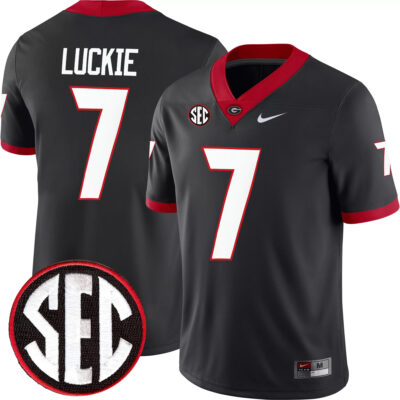 Lawson Luckie Georgia Bulldogs Football Black Alternate Game Jersey w/ SEC Patch - All Stitched
