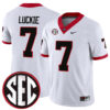 Lawson Luckie Georgia Bulldogs Football White Game Jersey w/ SEC Patch - All Stitched