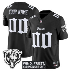 Custom Chicago Bears Gothic Theme Black Vapor F.U.S.E Limited Jersey - All Stitched