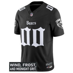 Alternative view of Custom Chicago Bears Gothic Theme Black Vapor F.U.S.E Limited Jersey - All Stitched