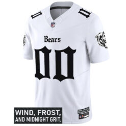 Alternative view of Custom Chicago Bears Gothic Theme White Vapor F.U.S.E Limited Jersey - All Stitched