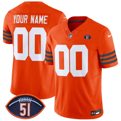 Custom Chicago Bears Dick Butkus Honor Orange Throwback Vapor F.U.S.E Limited Jersey - All Stitched