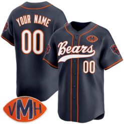 Custom Chicago Bears Honor Virginia Halas McCaskey Navy Baseball Limited Jersey - All Stitched
