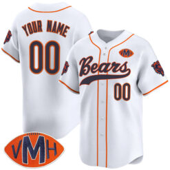 Custom Chicago Bears Honor Virginia Halas McCaskey White Baseball Limited Jersey - All Stitched