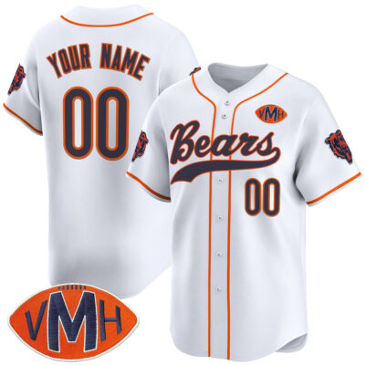 Custom Chicago Bears Honor Virginia Halas McCaskey White Baseball Limited Jersey - All Stitched