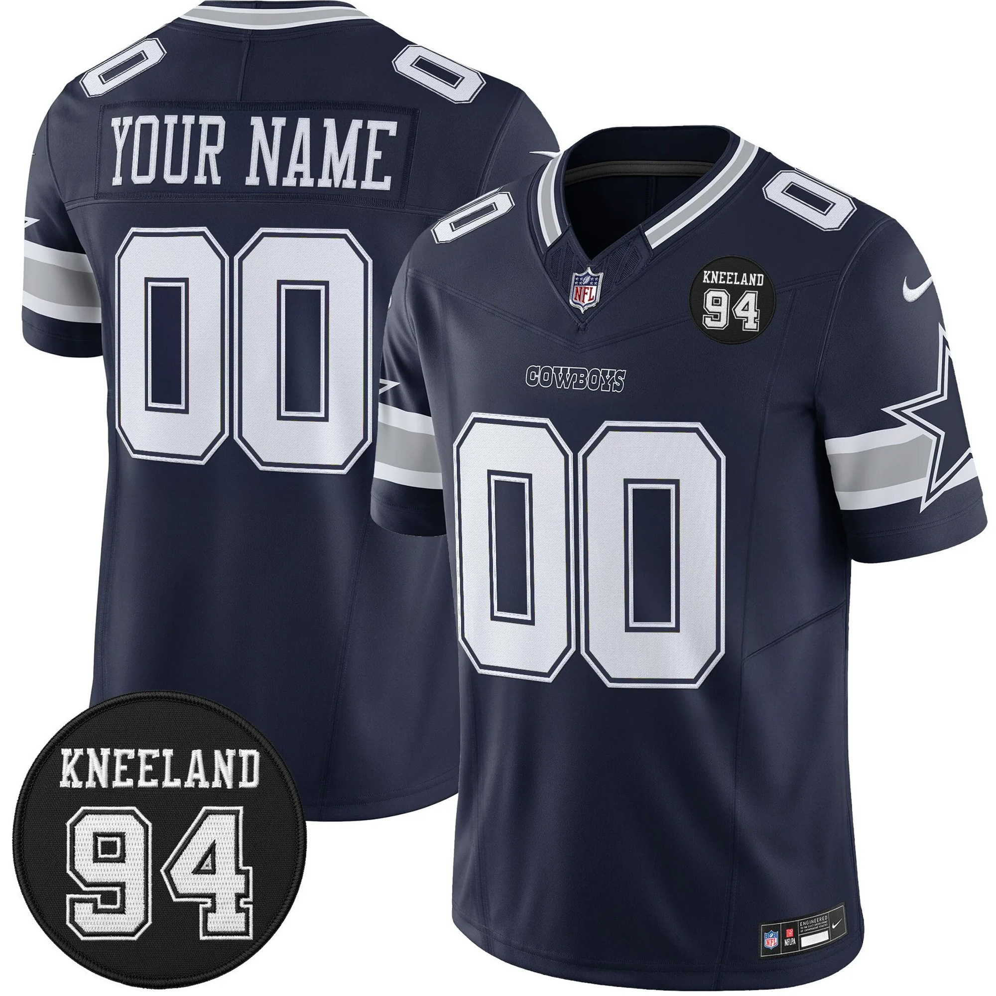 Custom Dallas Cowboys 94 Marshawn Kneeland Memorial Navy Limited Jersey - All Stitched